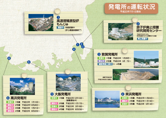 発電所の運転状況地図