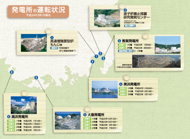 発電所の運転状況地図