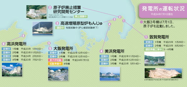 発電所の運転状況地図