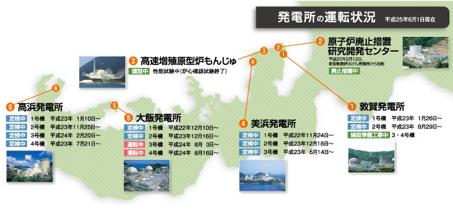 発電所の運転状況地図