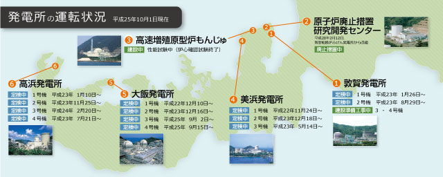 発電所の運転状況地図